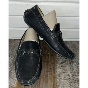 Claudio De Lorena Sz 10.5 Black Leather Driving Moccasins Horse Bit Vamp